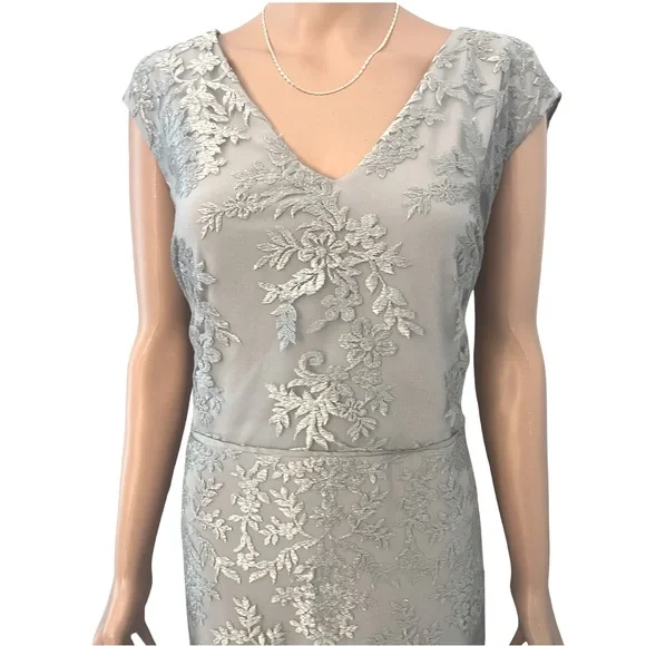 Lauren Ralph Lauren silver special occasion maxi dress. - Picture 2 of 7